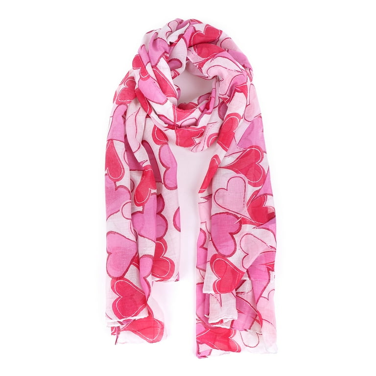 2 Pack Valentines Day Scarf for Women Pink Red Heart Print Scarf