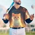 thumbnail image 5 of Lsque Starry Sky Constellation Cat Pattern Mens Polo Golf Shirts Funny Graphics Shorts Sleeve Button Shirts Baseball T-shirt-X-Large, 5 of 7