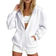thumbnail image 2 of Womens Zip Up Hoodies Spring Fall Satin lined Hoodies Oversized Sweatshirts Fall Sweaters Casual Y2K Track Jackets Clothes, 2 of 4