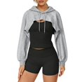 thumbnail image 3 of Gsakboxl Hoodie Women Cropped Long Sleeve Hooded Sweatshirt, Athletic Workout Yoga Top For Teen Girls Fashion Sportswear, 3 of 6