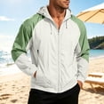 thumbnail image 5 of Men's Color Block Hooded Sun Protection Jacket, Lightweight Breathable Full Zip Up Windbreaker with Zipper Pockets, Casual Outdoor Hiking Travel UV Coat for Men S-3XL, 5 of 8