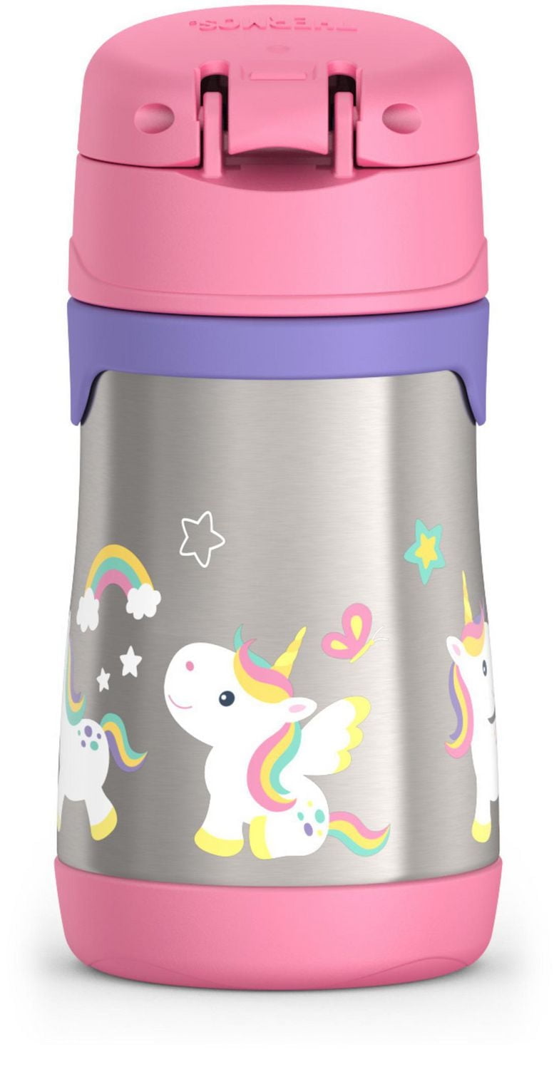 Thermos Baby Vacuum Insulated Stainless Steel 10 Oz Straw Bottle, 10 Oz, Unicorn Bottle