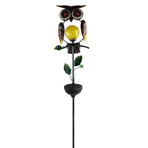 12.5” Solar Lighted White Owl Bird Figurine Night Light LED garden Yard Moonray 