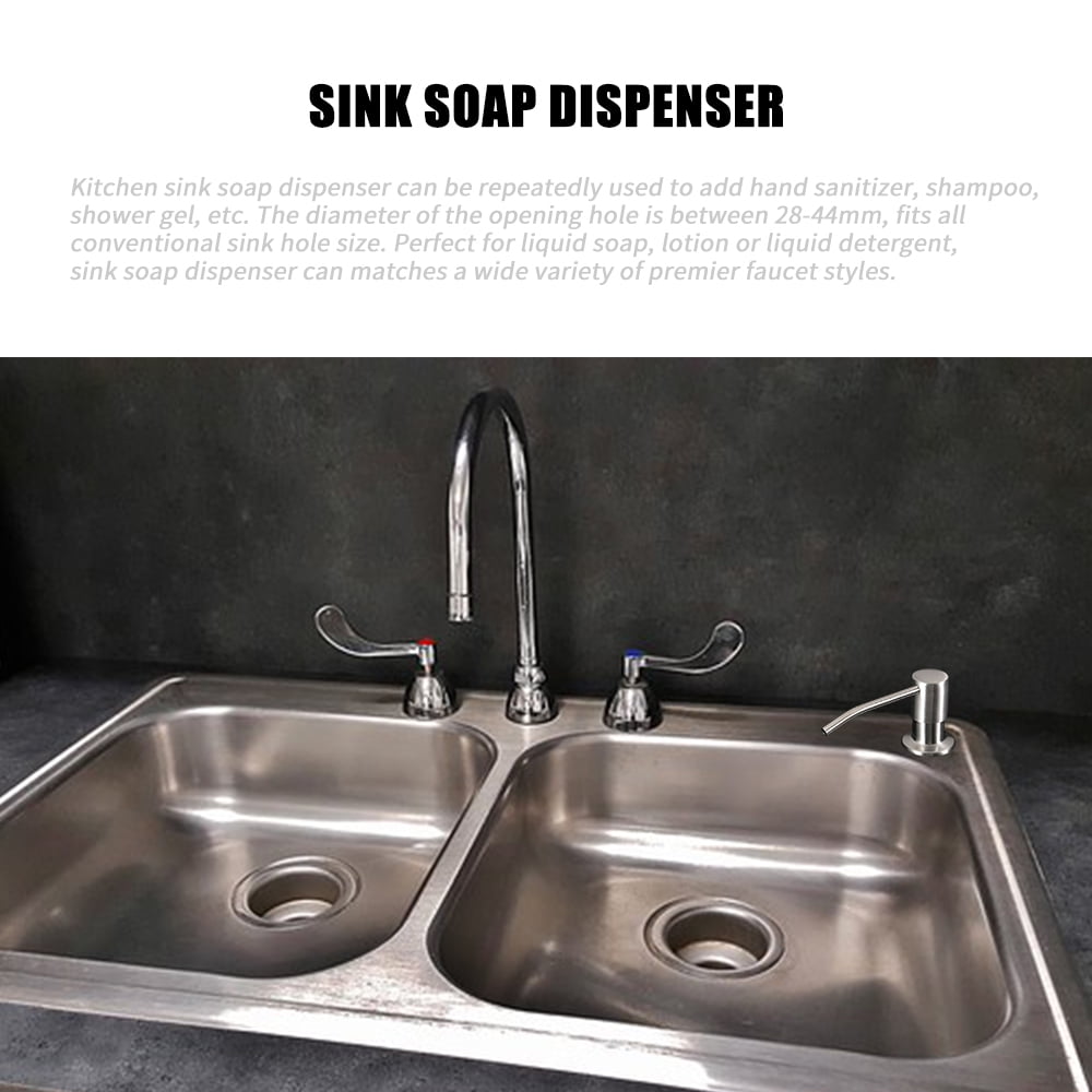 Kitchen Sink Soap Dispenser Large Capacity Dish Lotion Shampoo Bottle Brushed Stainless Steel
