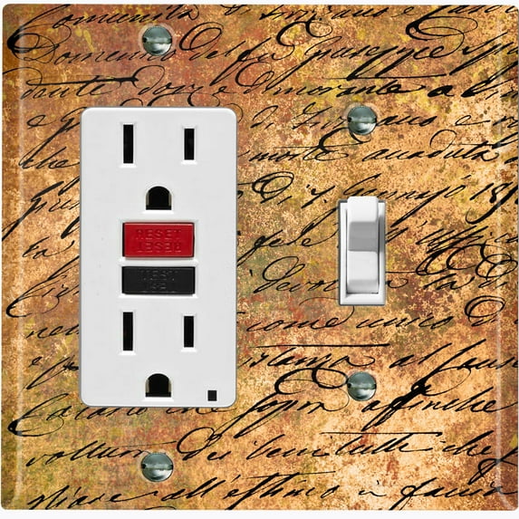 Metal Light Switch Plate Outlet Cover (Image of Rusty Metal Letter Damask LET001)
