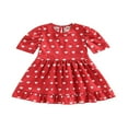 thumbnail image 1 of AMERTEER Valentine'S Day Bambin Bébé Filles Robe Manches Courtes Rouge Coeur Imprimer une Ligne d'Été Robe de Soirée Décontractée, 1 of 8