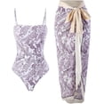 thumbnail image 1 of Trajes de baño de una pieza para mujer con pareo de playa para cubrir faldas largas, trajes de baño de dos piezas con estampado vintage, 1 of 4