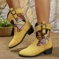 thumbnail image 3 of Mostsola Suede Cowboy Boots for Women Chunky Heel Mid Calf Boots Leopard Print Riding Boots, 3 of 9