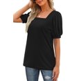 thumbnail image 7 of Fantaslook Square Neck T Shirts for Women Casual Puff Short Sleeve Shirts Summer Tops, 7 of 7