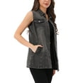 thumbnail image 5 of INSPIRE CHIC Women's Denim Vest Sleeveless Button Down Mid Length Casual Jean Vest XS Grey, 5 of 7