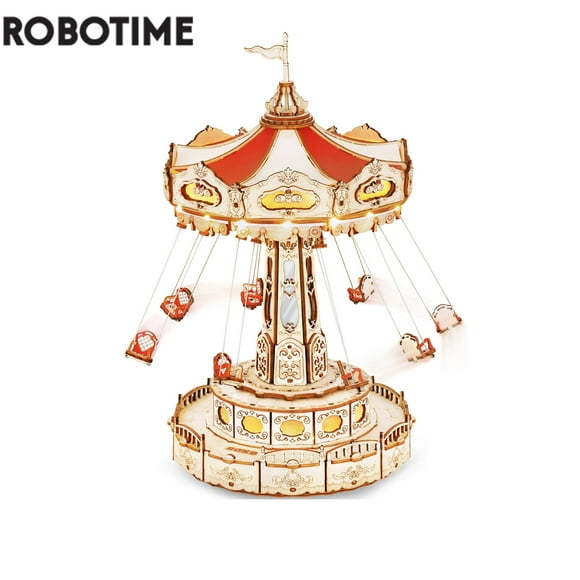 Robotime ROKR Swing Ride DIY Music Box 3D Wooden Puzzle,Gift for Birthday Children Adult