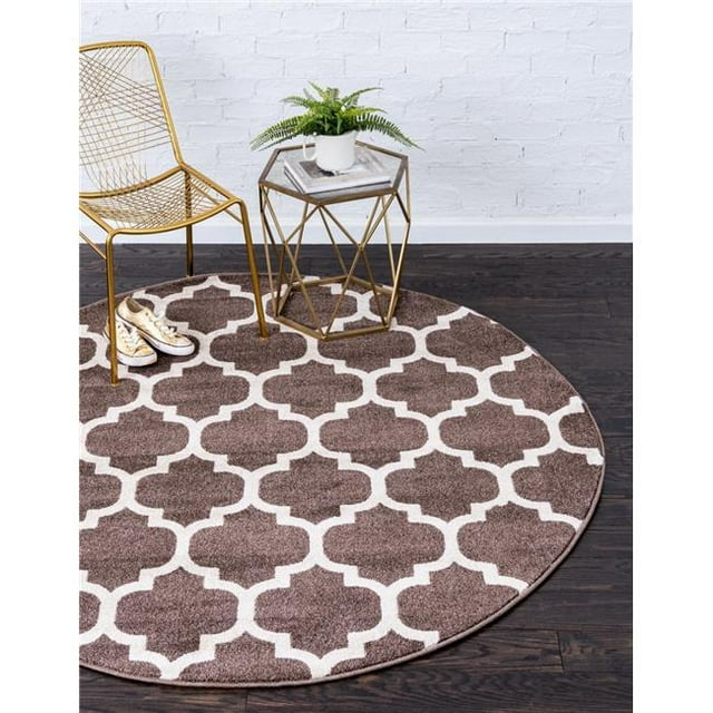 Unique Loom 3128524 10 x 10 Pi Tapis Rond en Treillis Philadelphia&44; Brun