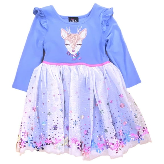 Girls Lavendar Sweatshirt Dress Sequins Sparkly Christmas Holiday 4