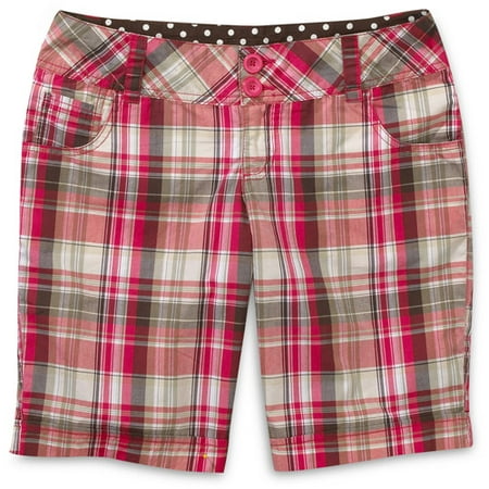 Juniors' Plaid Bermuda Shorts