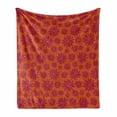 thumbnail image 1 of Floral Soft Flannel Fleece Throw Blanket, Modern Design with Geometrical Bold Line Flowers Image, Cozy Plush for Indoor and Outdoor Use, 60" x 80", Scarlet and Maroon, by Ambesonne, 1 of 6
