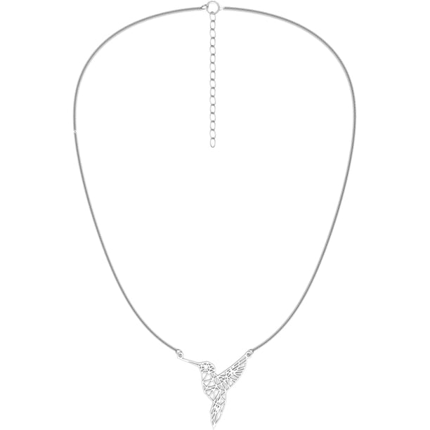 Collar con dije de colibrí de plata esterlina ley 925 estilo origami para mujer,Cadena Largo 40 cm