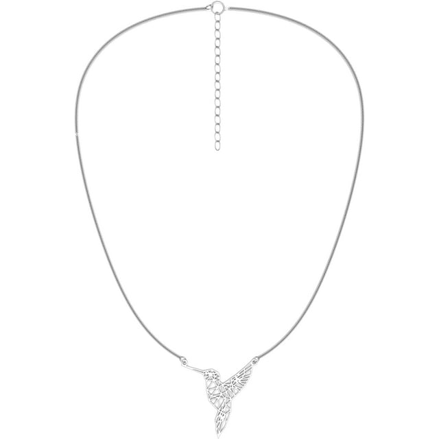 Collar con dije de colibrí de plata esterlina ley 925 estilo origami para mujer,Cadena Largo 40 cm