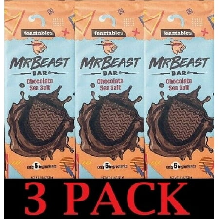 3x Mr Beast Feastables CHOCOLATE SEA SALT Bar 2.1 oz - FREE SHIP - 3 PACK