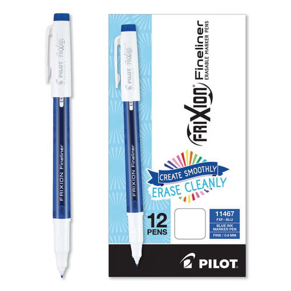Pilot Frixion Fineliner Erasable Porous Point Pen, Stick, Fine 0.6 mm, Blue Ink Blue Barrel, Dozen Bundle of 2 Dozen