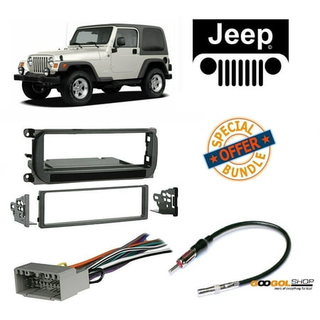 Radio Stereo Install Dash Kit + wire harness And antenna adapter for Jeep Grand Cherokee (02-04), Liberty (02-07), Wrangler (Best Car Stereo For Jeep Wrangler)