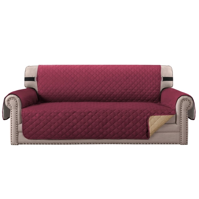 ¡Oferta! Funda de sofá Bedecor impermeable, reversible, acolchada, de 170 x 260 cm, para sala de estar, con correas elásticas para perros, gatos y mascotas (roja)