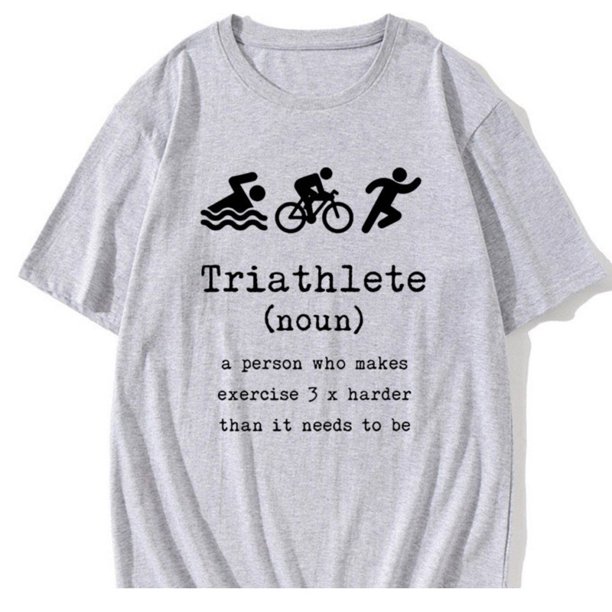 Camiseta divertida de triatlón para hombre, informal, de manga corta, de algodón, color negro.