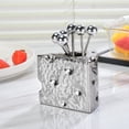thumbnail image 4 of Stainless Steel Forks, Originality Cheese Ceramic Storage Jar Cute Stainless Steel Fruit Fork Set Beaded Fork Ceramic Base Stainless Steel Table, 4 of 6