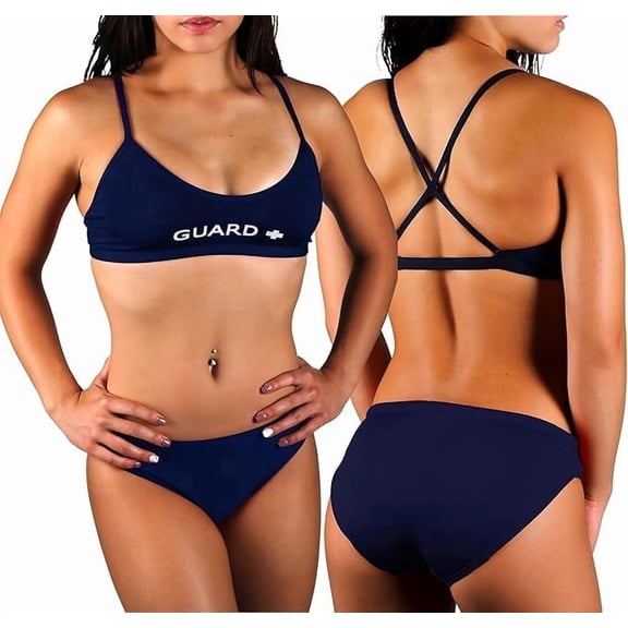 Adoretex Women's Guard Cross Back Workout Bikini, Athletic Guard Two Piece Swimsuit Set for Girls and Women (FGP08) - Navy - Small