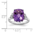 thumbnail image 5 of 925 Sterling Silver Rhodium-plated Checker-Cut Amethyst and Diamond Ring Size 7, 5 of 5