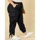thumbnail image 4 of Pantalones Cargo Con Bolsillos CintuElástiCon Cordón TalGrande PaMujer Negro 4XL, 4 of 6
