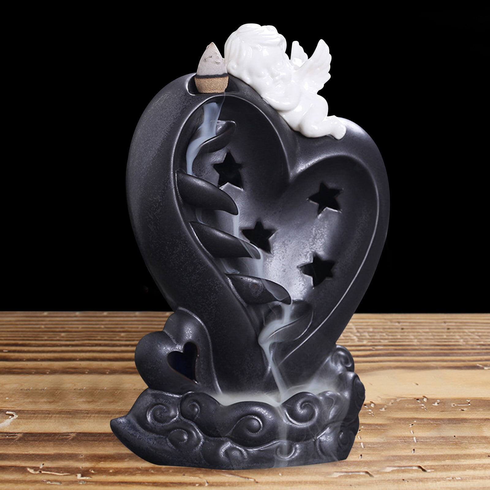 Modern Ceramic Backflow Incense Holder Countertop Angel Backflow Incense Holder for Living Room, Bedroom