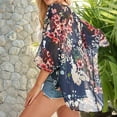 thumbnail image 5 of jsaierl Women's Floral Print Puff Sleeve Kimono Cardigan Loose Cover Up Casual Blouse Tops, 5 of 9