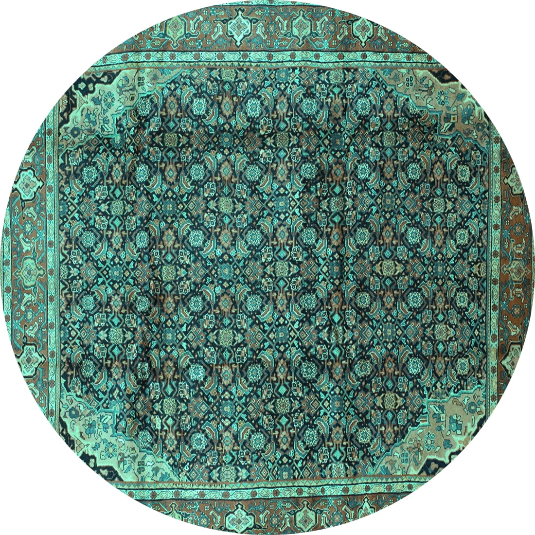 Ahgly Company Indoor Round Persian Turquoise Blue Traditional Area Rugs ...