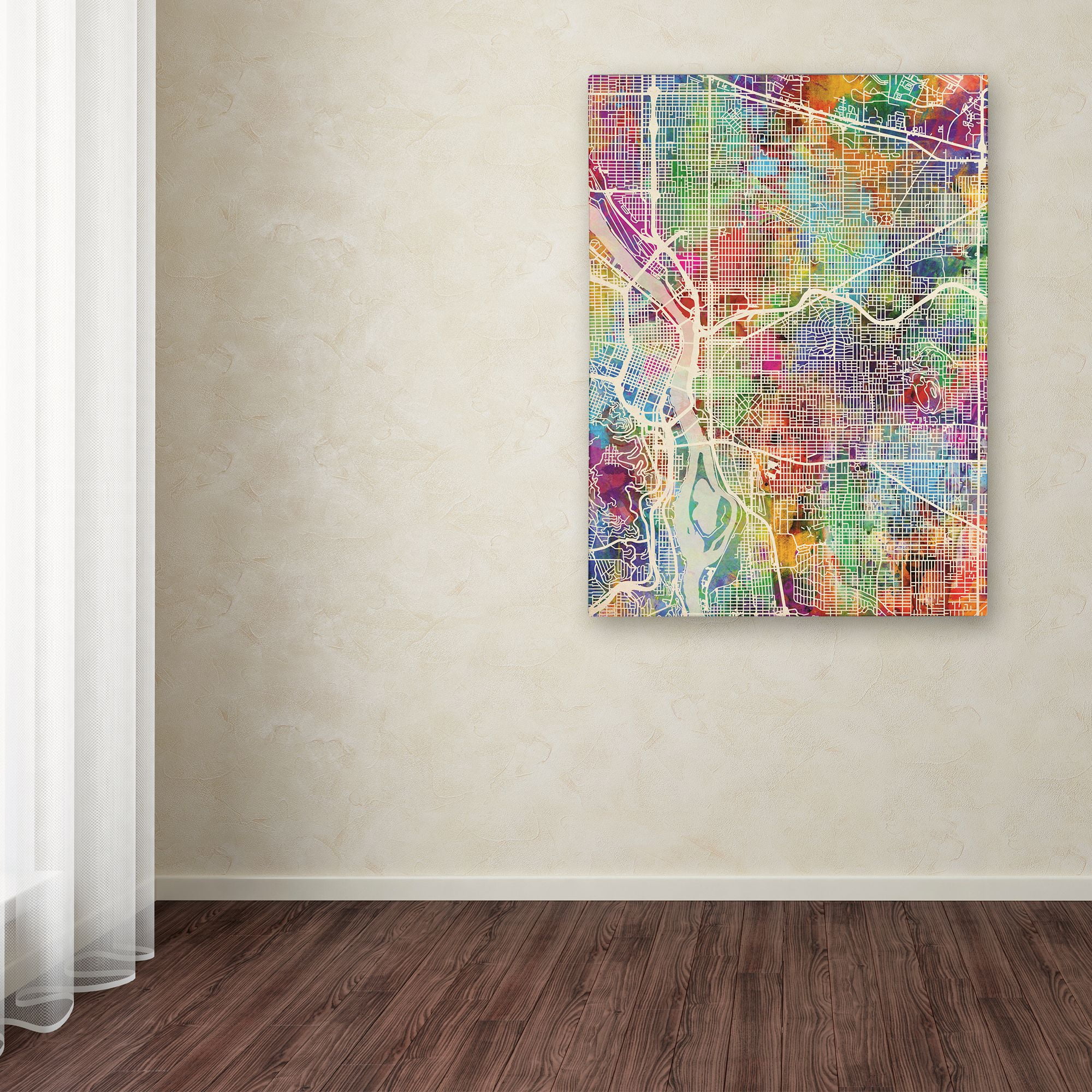 Trademark Fine Art 'Portland Oregon Street Map' Canvas Art by Michael Tompsett
