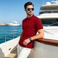 thumbnail image 5 of Quick Dry Polo Shirts for Men Short Sleeve Breathable Pique Knet Golf Business Casual Top Lightweight Athletic T-Shirt Summer Wine XL, 5 of 7