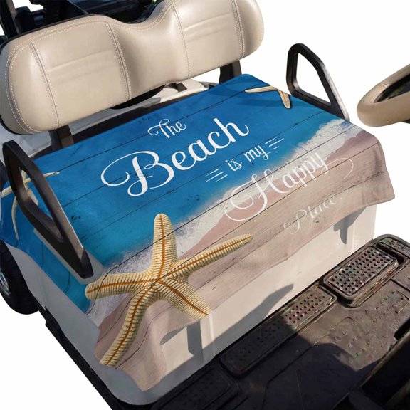 Golf Cart Seat Cover The Beach Is My Happy Place Club Car Golf Cart Seat Covers Soft Absorbent Golfcart Towel Blanket Summer Ocean Starfish Golf Seat Covers for Cart Fits 2 & 4 Passenger 51"x31"