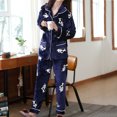 thumbnail image 4 of Dadaria Pajamas for Women Ladies Fashion Flannel Print Pocket Long Sleeve+ Long Pants Pajama Suit Navy M,Women, 4 of 7