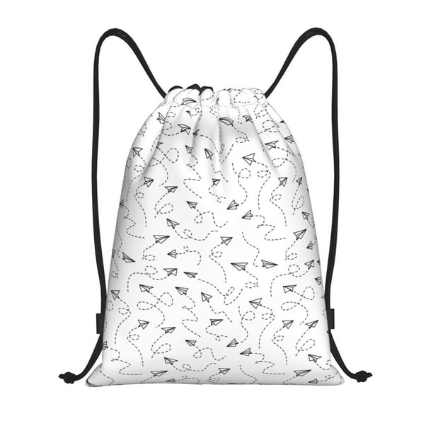 Fotbe Airplane Bolsa Mochila con Cordón Estampada, Bolsa de Gimnasio Deportiva, Bolsa Cinch, Bolsa con Cordón para Hombres y Mujeres-Medium