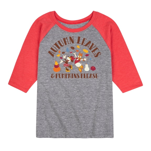 Mickey & Friends - Autumn Leaves And Pumpkins Please - Toddler and Youth Raglan Graphic T-Shirt