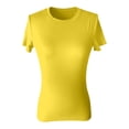 thumbnail image 4 of Qicasul Womens Slim Fit Short Sleeve T Shirt Crew Neck Stretchy Soft Basic Casual Top,Yellow,SIZE:XL, 4 of 4