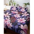 thumbnail image 1 of Funda nórdica púrpura con estampados florales | Juego de cama y funda de almohada con rosa, 1 of 2