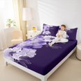 thumbnail image 4 of Manfei Purple Flower Twin Sheet Sets,Country Floral Twin Fitted Sheet,Plant Aesthert Artwork Flat Sheet For Girls Kids,Breathable Home Decor,3 Pieces, 4 of 7