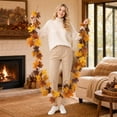thumbnail image 6 of Artificial Fall Maple Leaf Garland, Realistic Fade Resistant, 1 Pack Hanging Autumn Foliage Vine, for Thanksgiving Halloween Wedding Fireplace Mantel Porch Home Outdoor Harvest Season Decoration, 6 of 7
