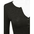 thumbnail image 4 of Doublju Women's Long Sleeve Basic Henley Deep V-Neck Button Placket T-Shirt, 4 of 4
