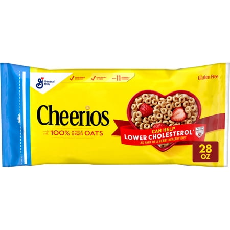 Cheerios, Heart Healthy Gluten Free Breakfast Cereal, Resealable Bag, 28 oz