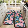 thumbnail image 4 of Kitchen Rugs Sets Of 2,Pink Butterfly Rose Daisy Green Pattern Anti Fatigue Kitchen Mat Rugs Non Slip Washable,Decorative Kitchen Floor Mats for Kitchen,Sink,Laundry,17"x47"+17"x47", 4 of 5