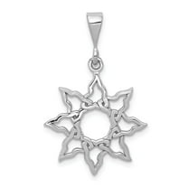 14K White Gold Charm Pendant Men'S 26 mm 19 Sun