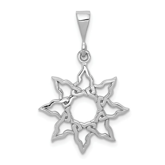 14K White Gold Charm Pendant Men'S 26 mm 19 Sun