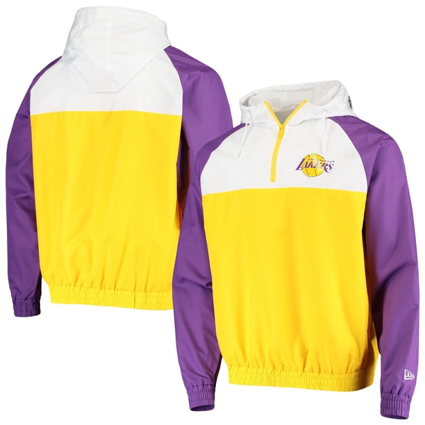 Los Angeles Lakers New Era Ripstop Raglan Quarter Zip Hoodie Gold White Walmart Com Walmart Com