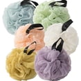 thumbnail image 1 of wonima11 Light Tone 6 Pack Bath Sponges - Blue, Purple, Light Green, Beige, Orange & Yellow, 1 of 1